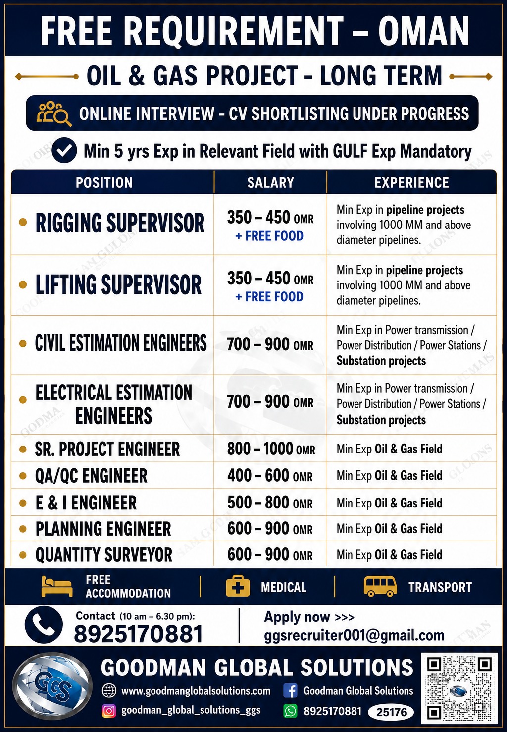 FREE REQUIREMENT  - OMAN  - LONG TERM