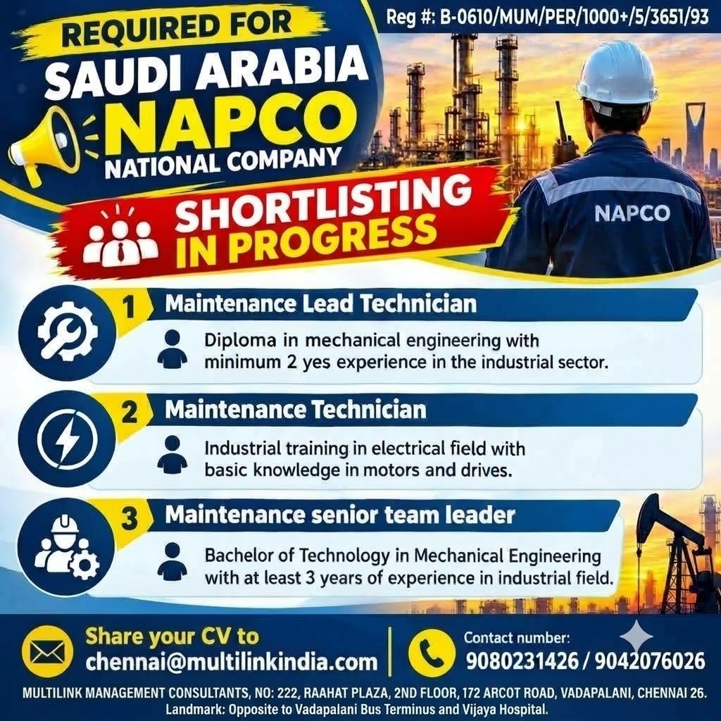 NAPCO Recruitment - Maintenance Positions