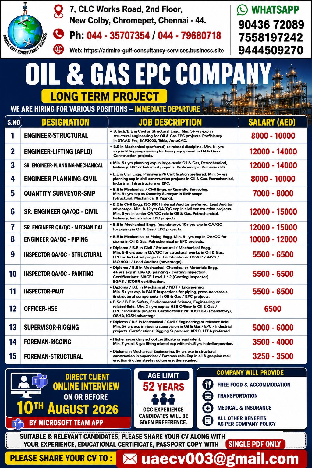 Oil & Gas EPC Company - Long Term Project — admire gulf consultancy services, United Arab Emirates, United Arab Emirates