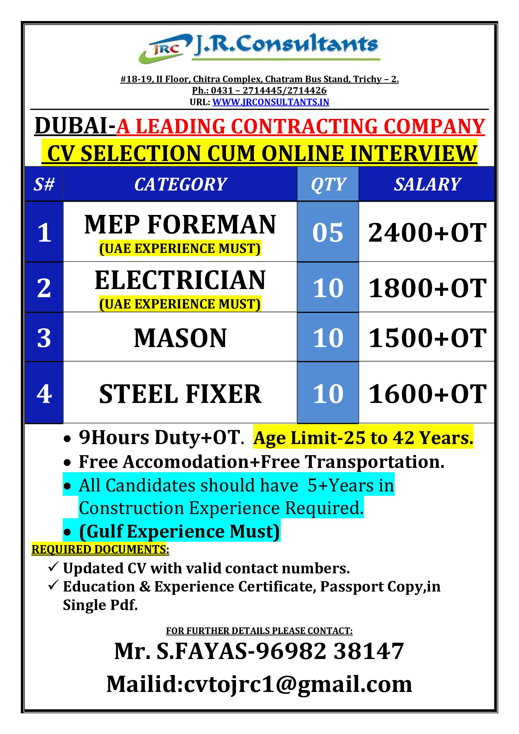 A LEADING CONSTRUCTION COMPANY — JR CONSULTANTS, DUBAI, DUBAI