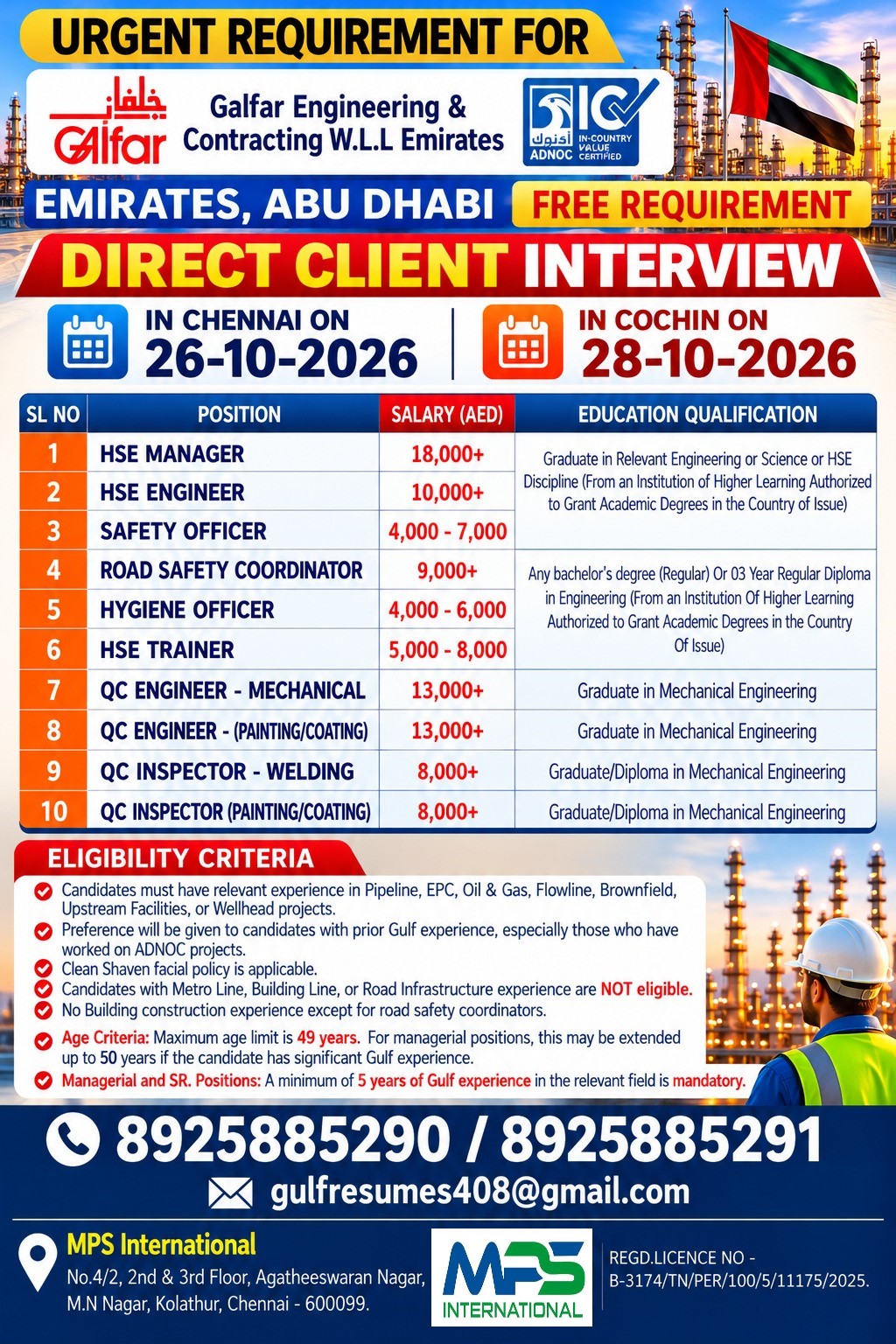 Multiple Engineering and Safety Positions