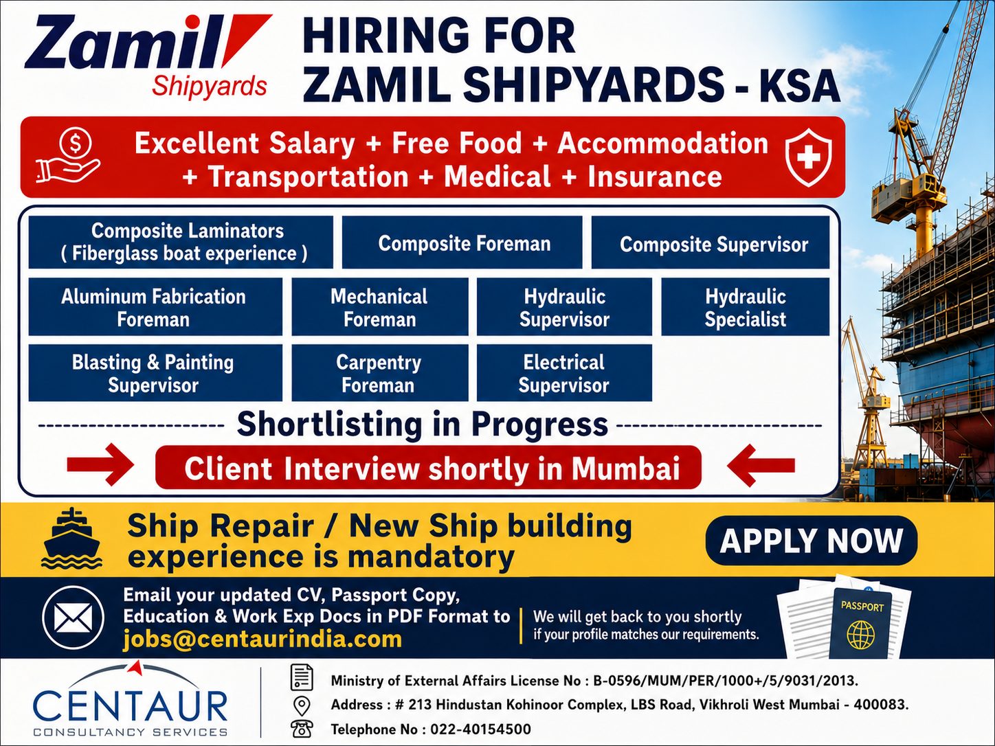 Multiple Positions - Zamil Shipyards
