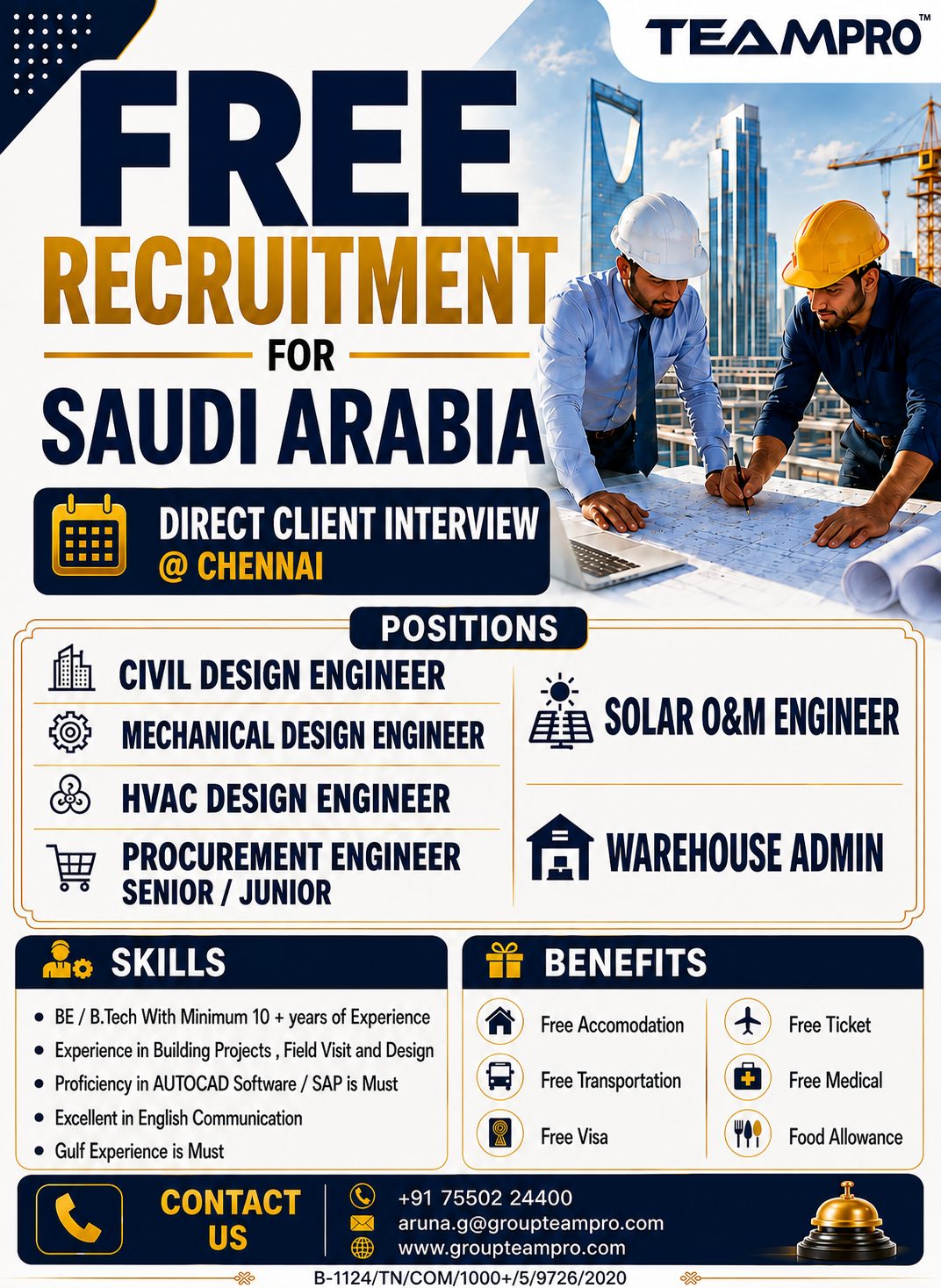 Free Recruitment for Saudi Arabia
