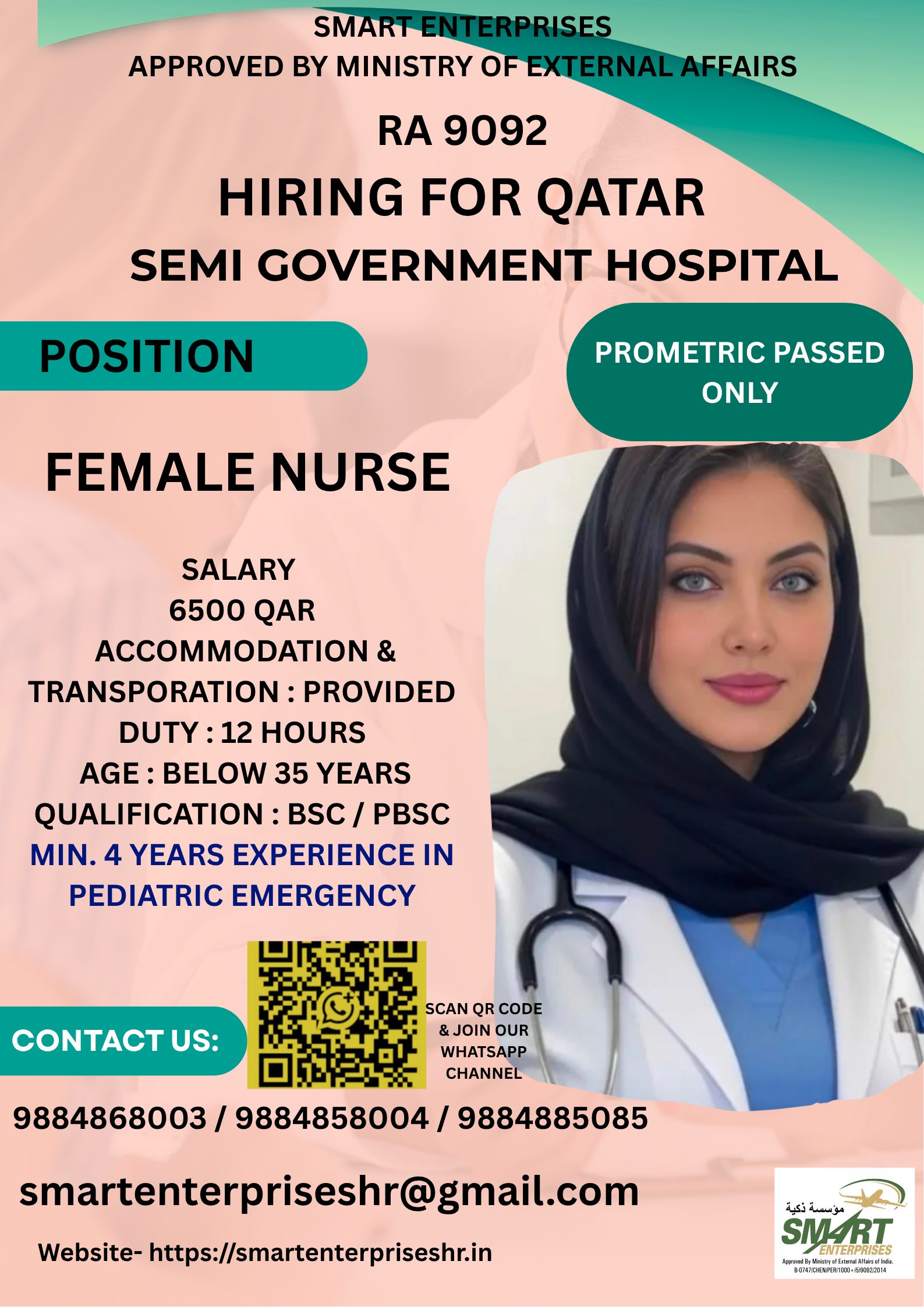 NURSES — smartenterpriseshr@gmail.com, QATAR, QATAR