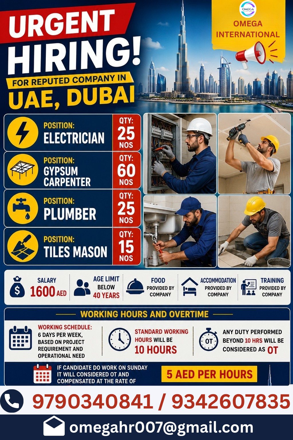 Urgent Hiring for Reputed Company in UAE, Dubai — OMEGA INTERNATIONAL HR SOLUTIONS, UAE, UAE