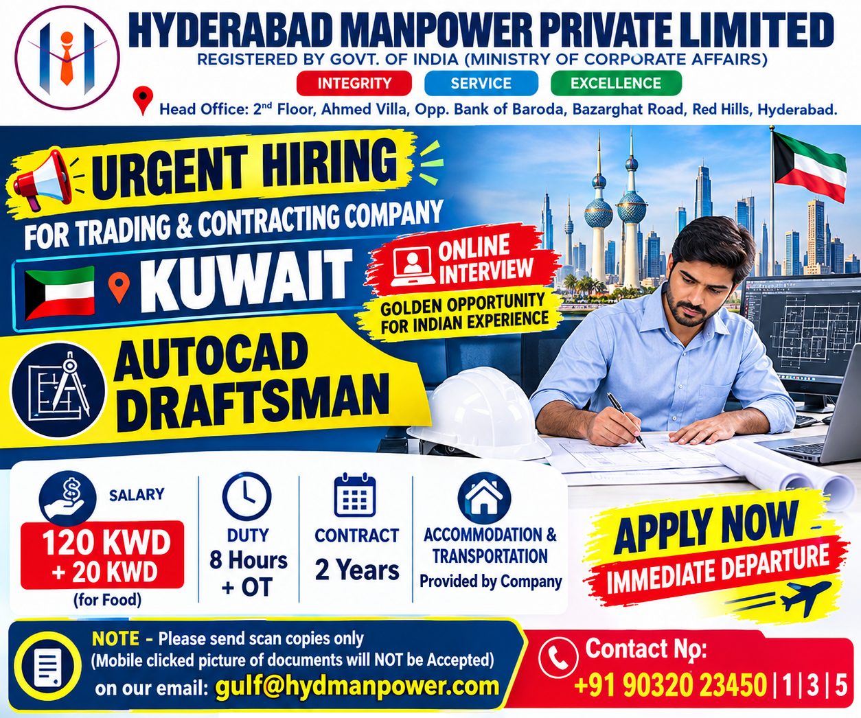 Hiring Indian Experience AutoCAD Draftsman for Kuwait