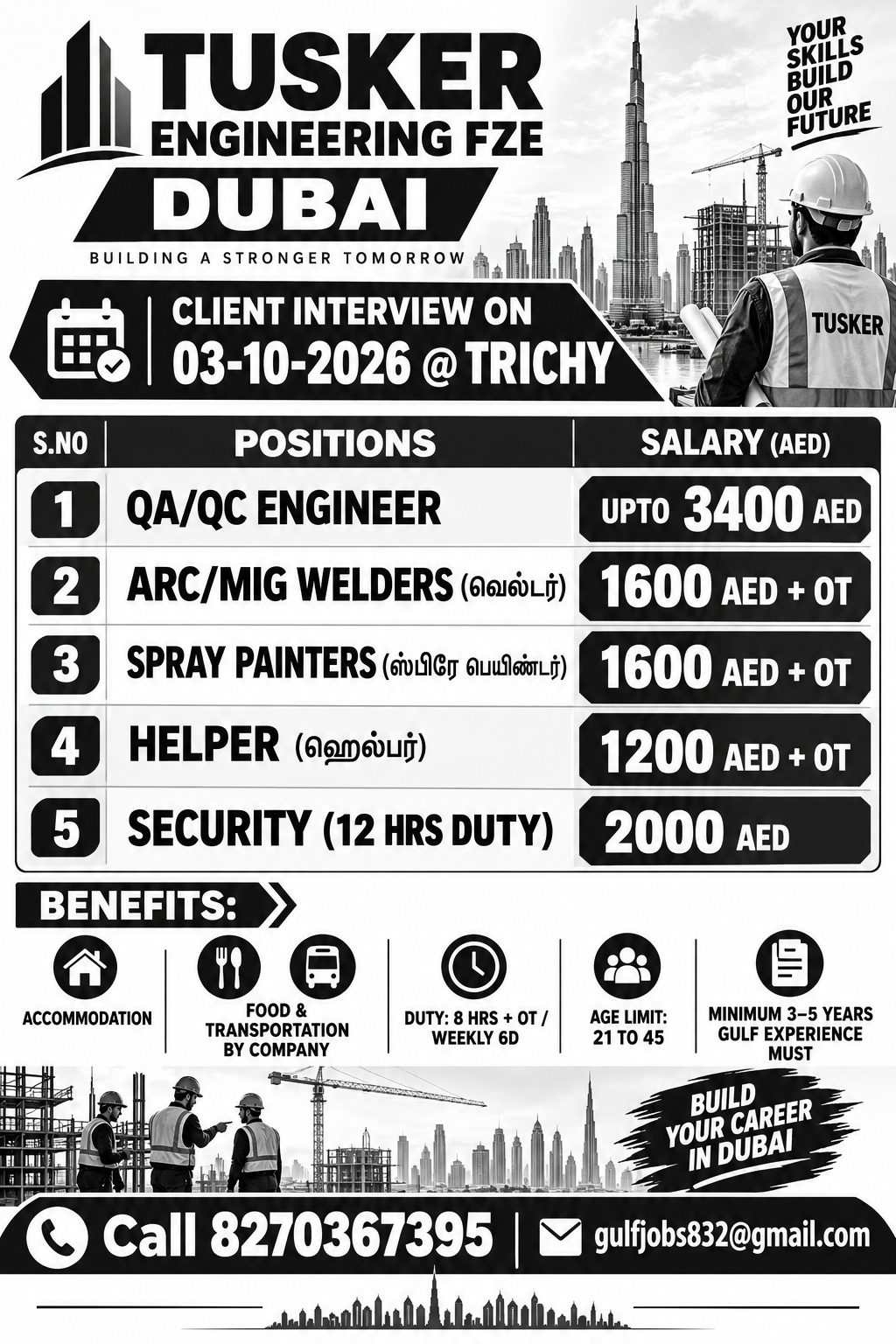 ..Tusker Engineering FZE Dubai - Multiple Positions