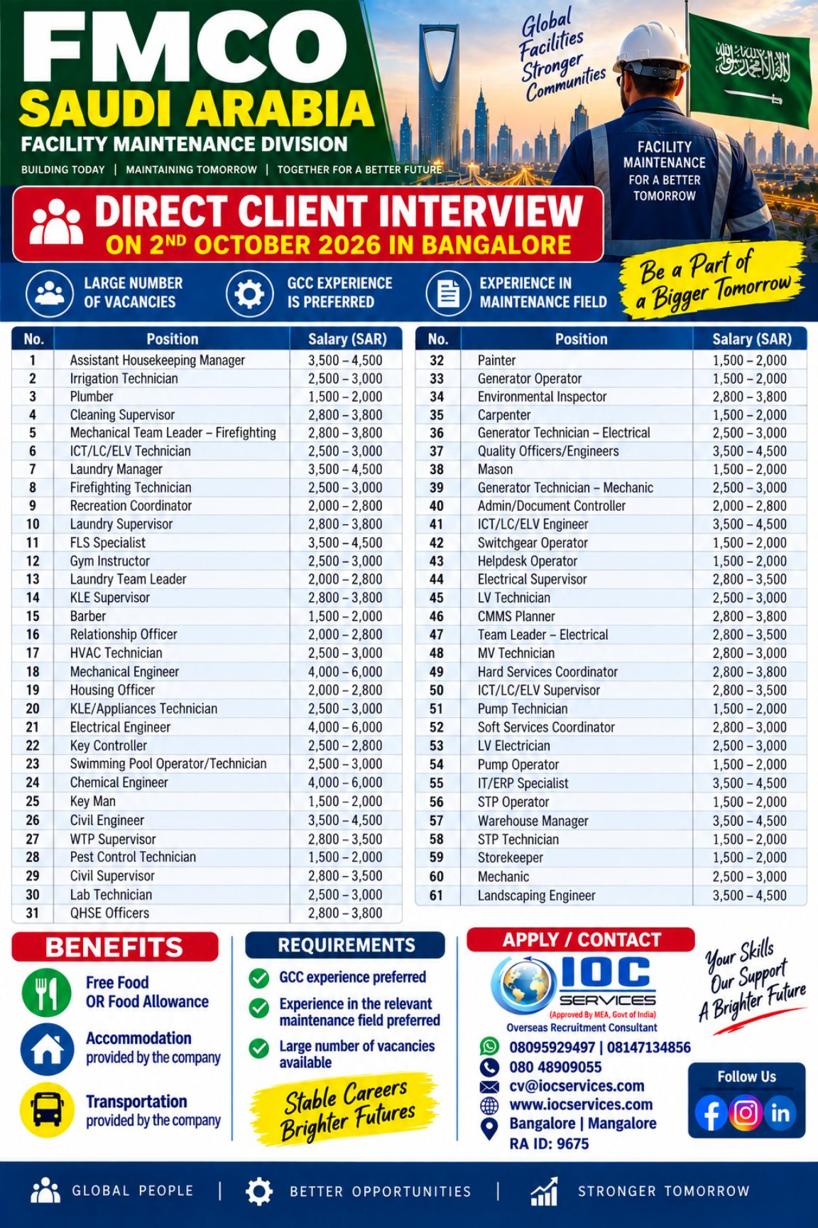 FMCO Saudi Arabia Facility Maintenance Division - Direct Client Interview