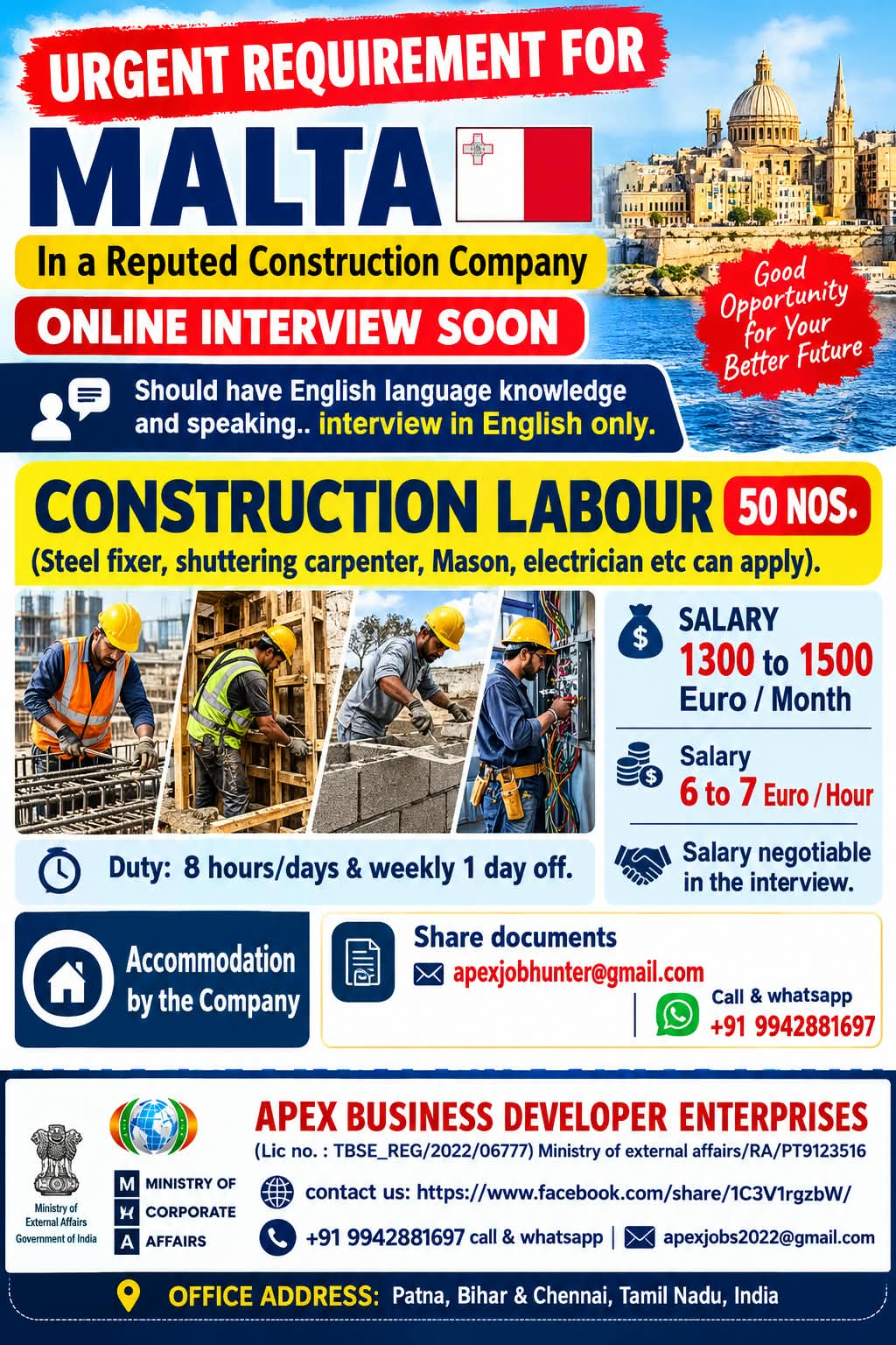 Construction Labour Recruitment - Malta