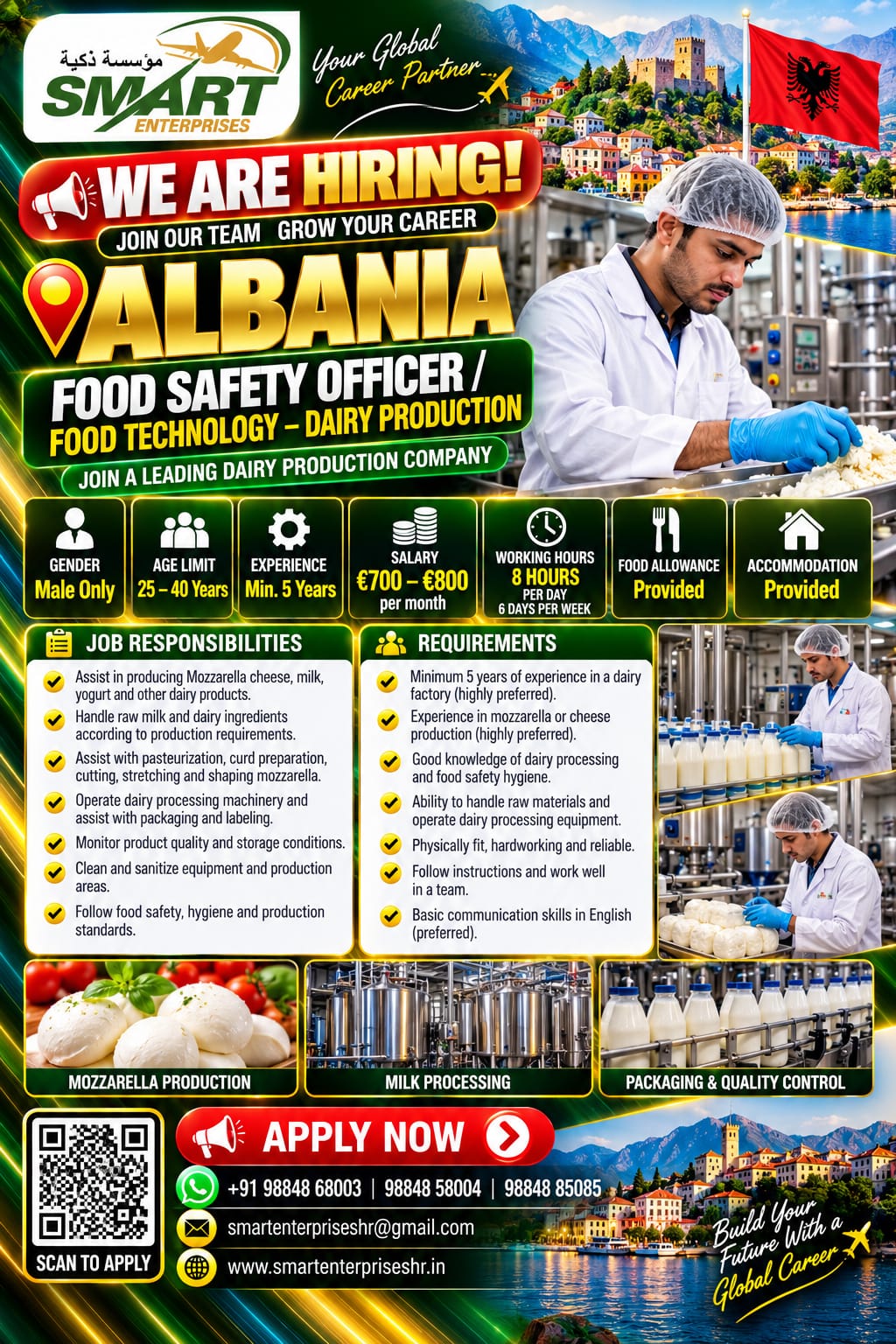 FOOD SAFETY OFFICER / FOOD TECHNOLOGY – DAIRY PRODUCTION