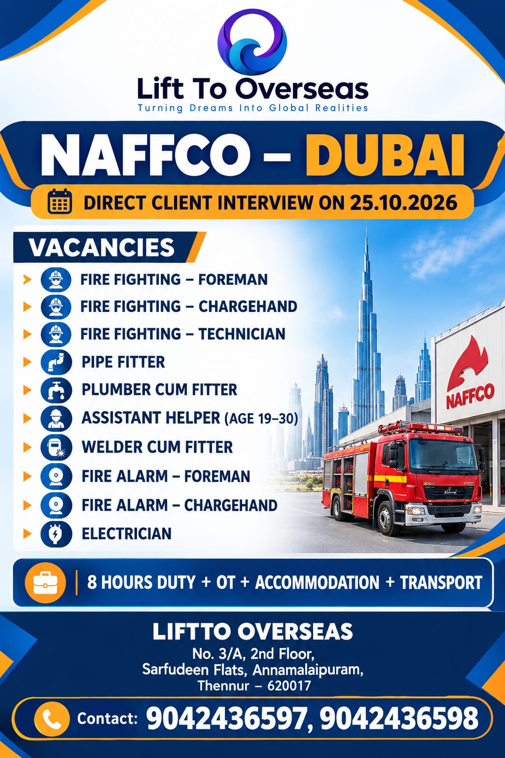 FIRE FIGHTING — Lift To Overseas, ABUDHABI