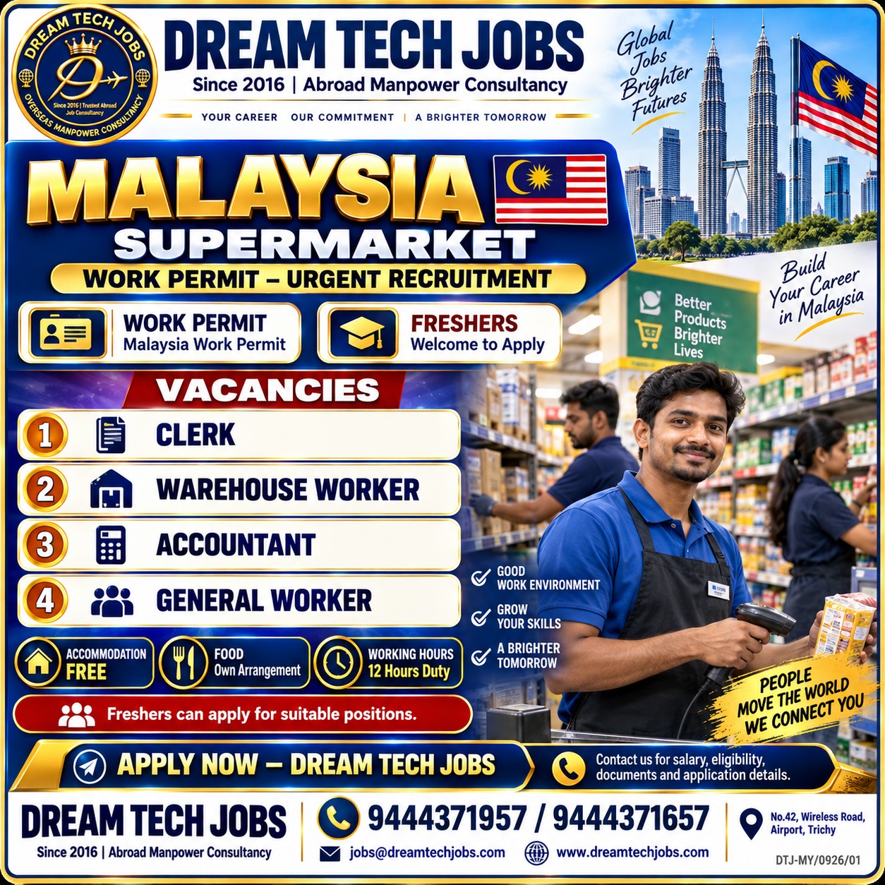 Malaysia Supermarket Work Permit - Urgent Recruitment