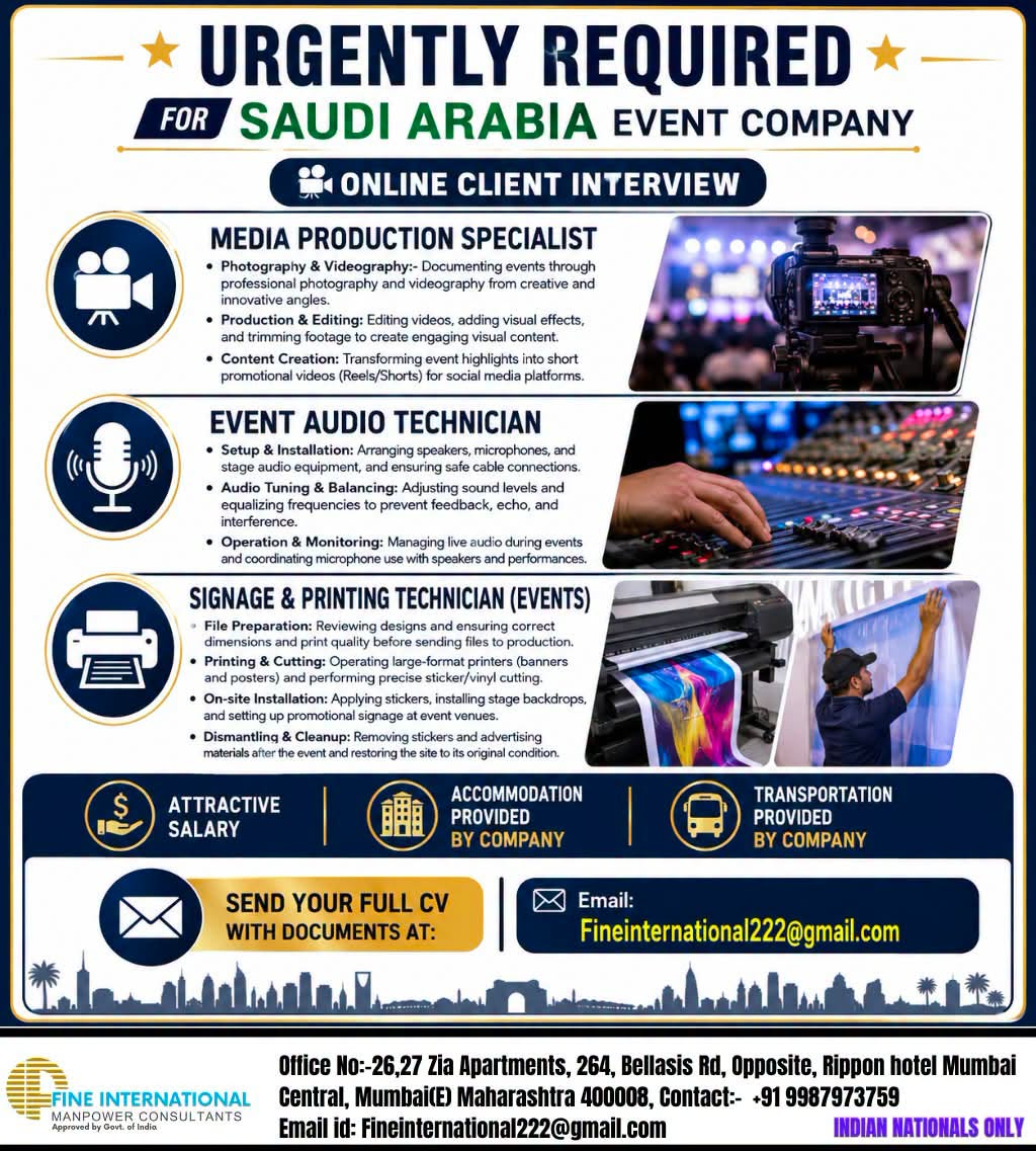 * 📸 MEDIA PRODUCTION SPECIALIST * 🎙️ EVENT AUDIO TECHNICIAN * 🖨️ SIGNAGE & PRINTING TECHNICIAN (EVENTS)