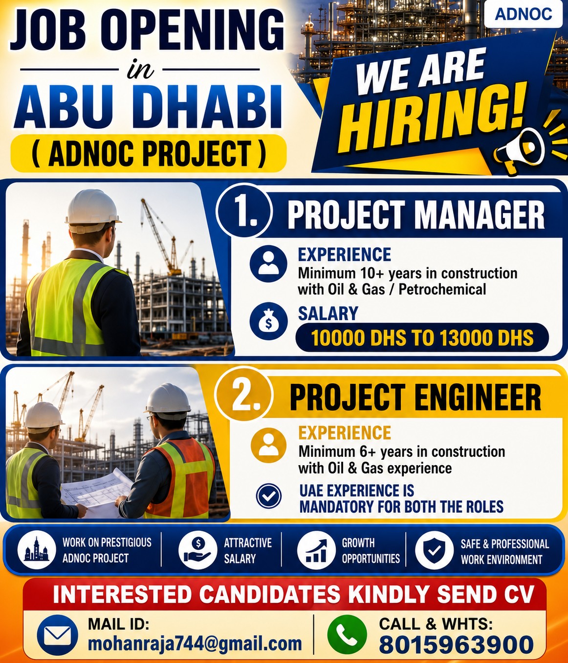 Job Opening in Abu Dhabi (ADNOC Project) — JUPITER CONSULTANCY, United Arab Emirates, United Arab Emirates