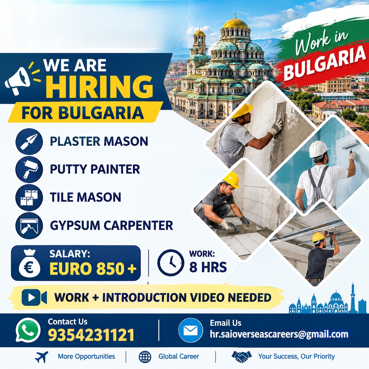 HIRING FOR BULGARIA – CONSTRUCTION WORKERS