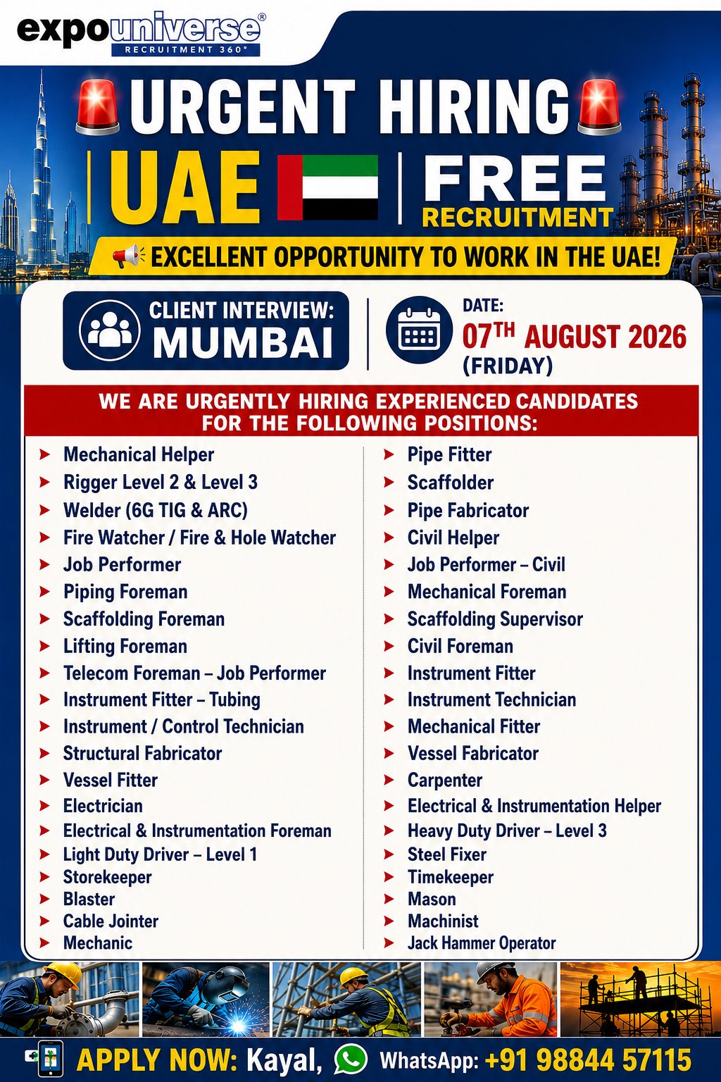 Urgent Hiring for UAE - Client Interview @ Mumbai on 07-08-2026