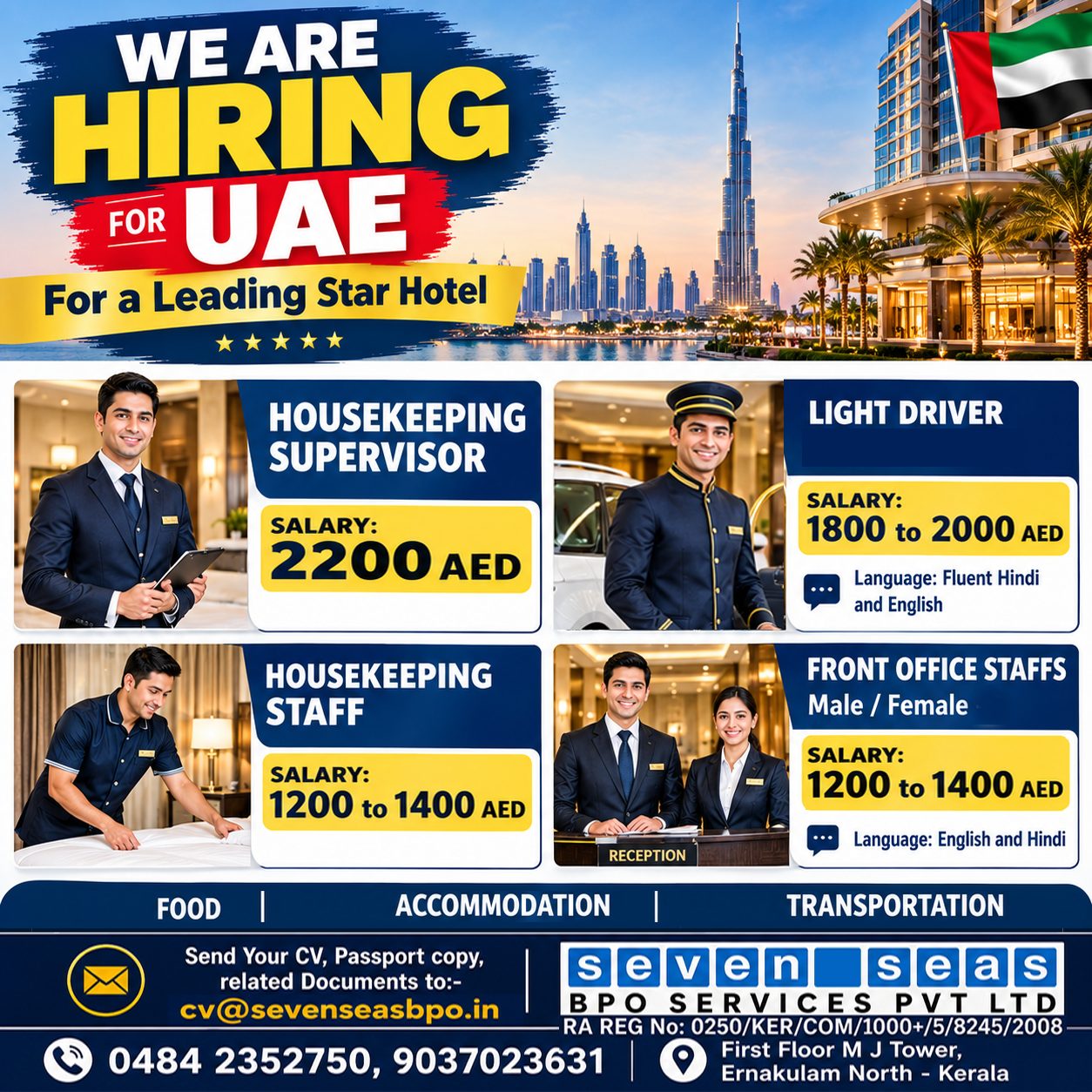 WE ARE HIRING FOR UAE STAR HOTEL