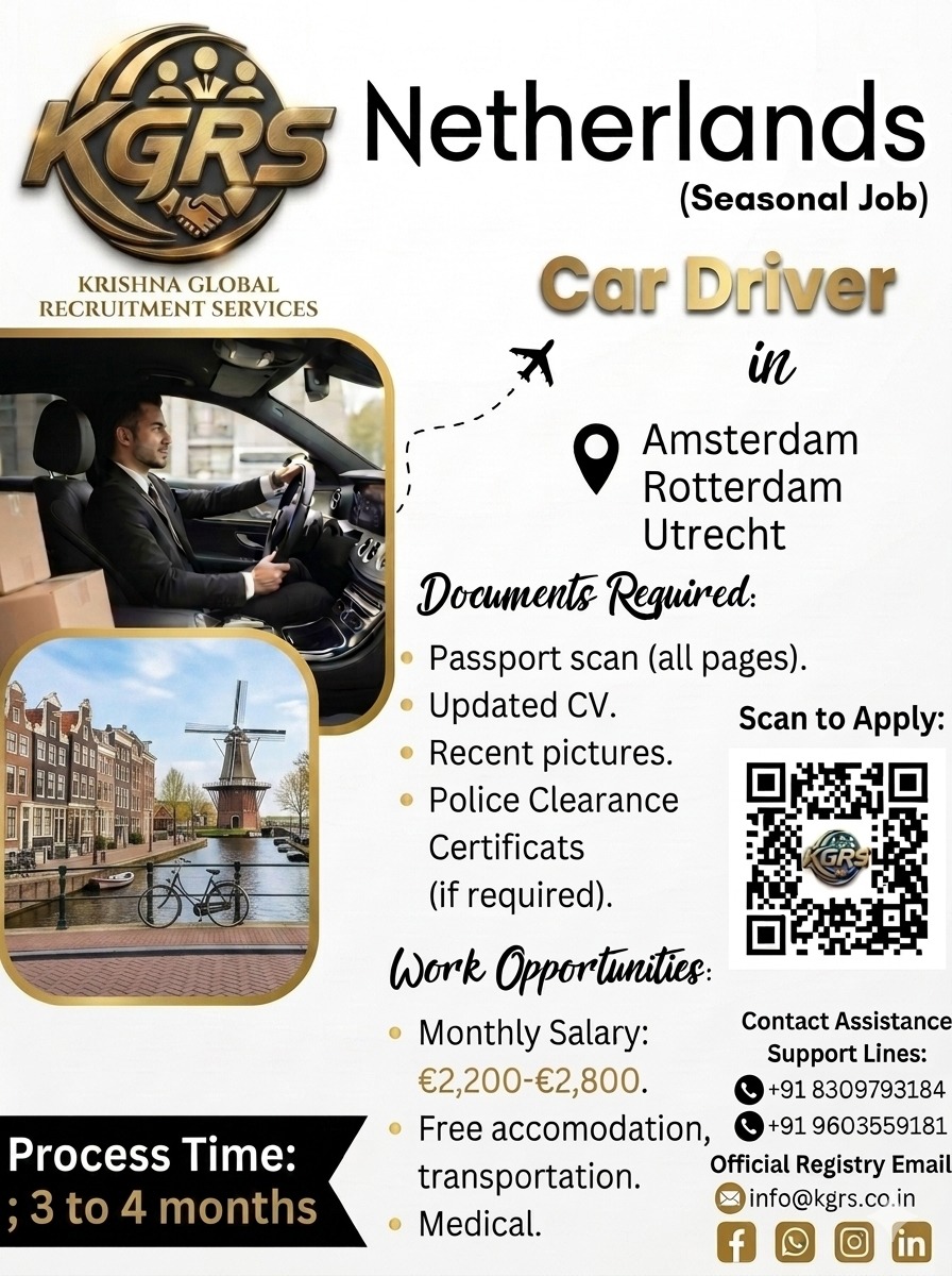 Car Driver — Krishna Global Recruitment Services, Netherlands, Netherlands