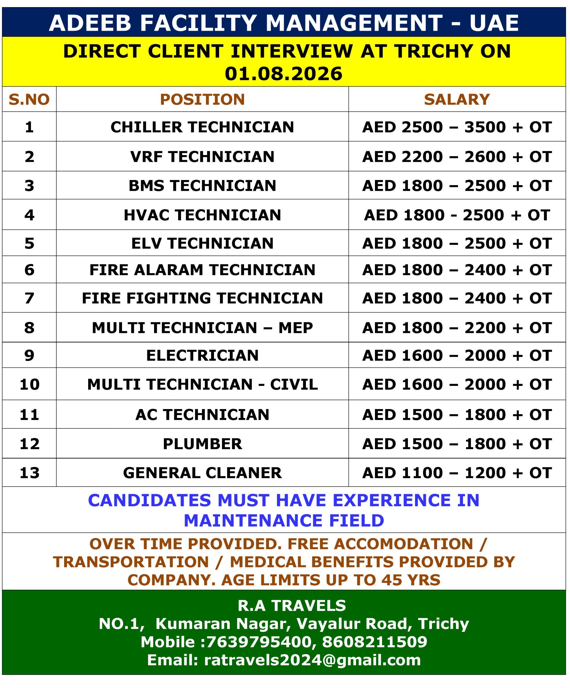 ADEEB FACILITY MANAGEMENT - UAE — R.A Travels, DUBAI, DUBAI