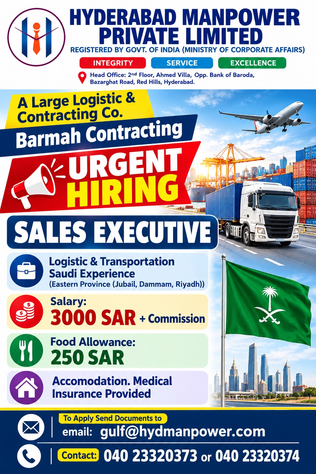 Hiring for Logistic Company KSA — Shaik Sahil, KSA