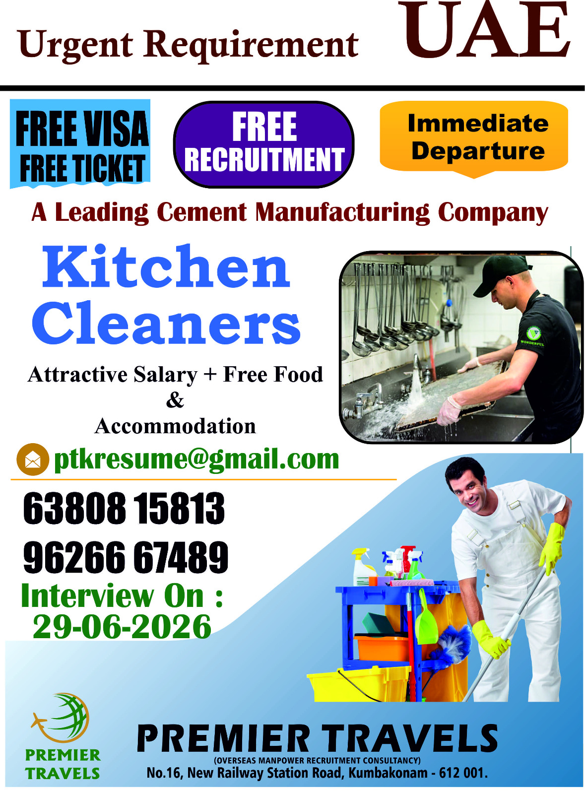 KITCHEN CLEANER — Premier Travels, UAE, UAE