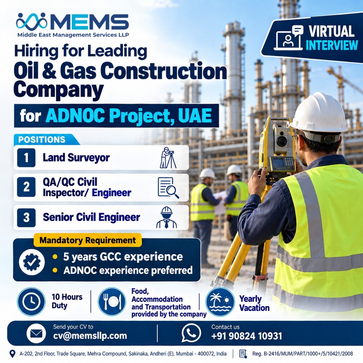 URGENT HIRING – ADNOC PROJECT, UAE