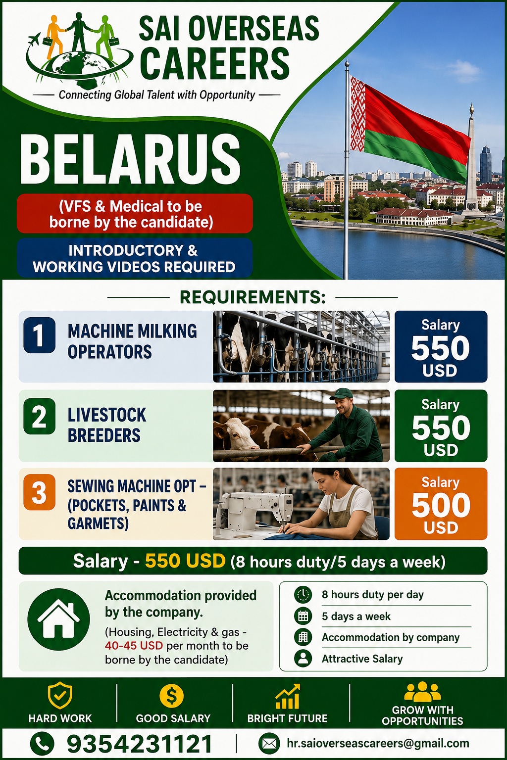 Urgent Hiring for Belarus | Multiple Job Openings — Sai Overseas Careers, Belarus, Belarus