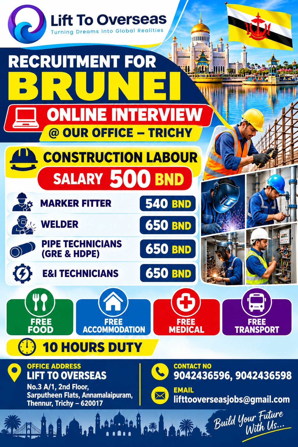 CONSTRUCTION LABOUR, MARKER FITTER, WELDER, PIPE TECHNICIANS(GRE & HDPE), E&I TECHNICIANS