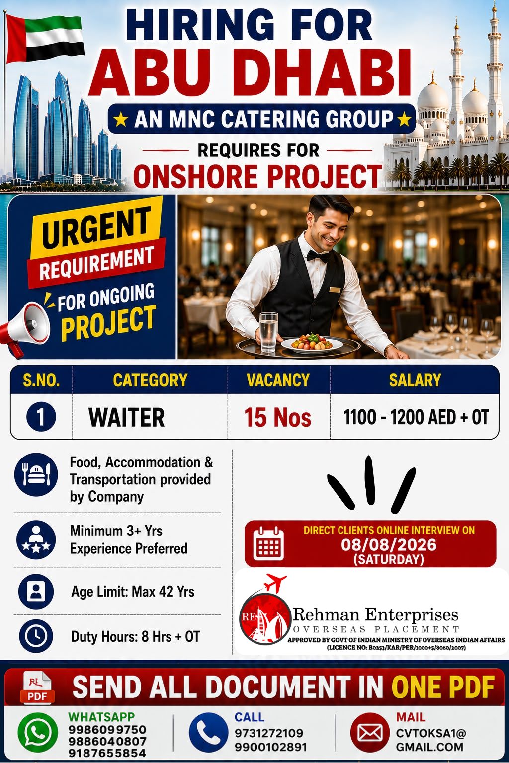 Waiter - Onshore Project Abu Dhabi