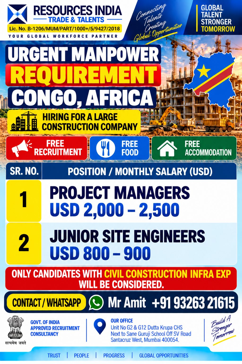 REQUIREMENT FOR CONGO, AFRICA
