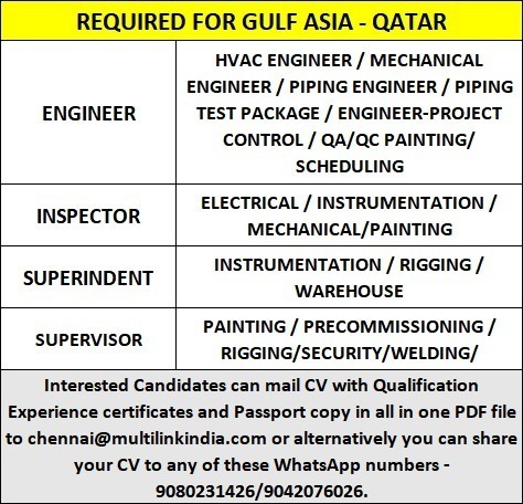 Multiple Positions for Gulf Asia - Qatar
