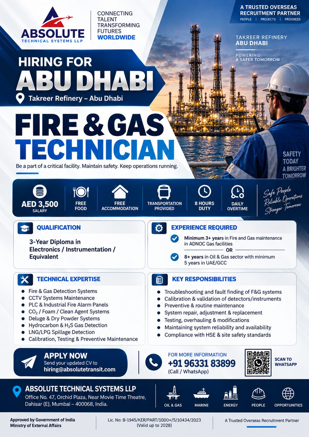Fire & Gas Technician - Abu Dhabi Offshore Project