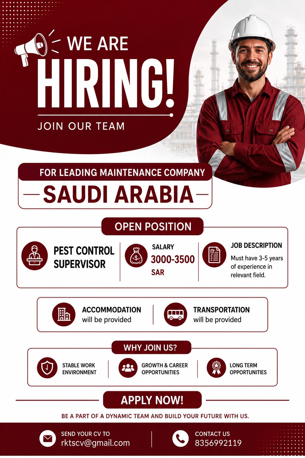 Pest Control Supervisor — RK Travel Services, Saudi Arabia, Saudi Arabia