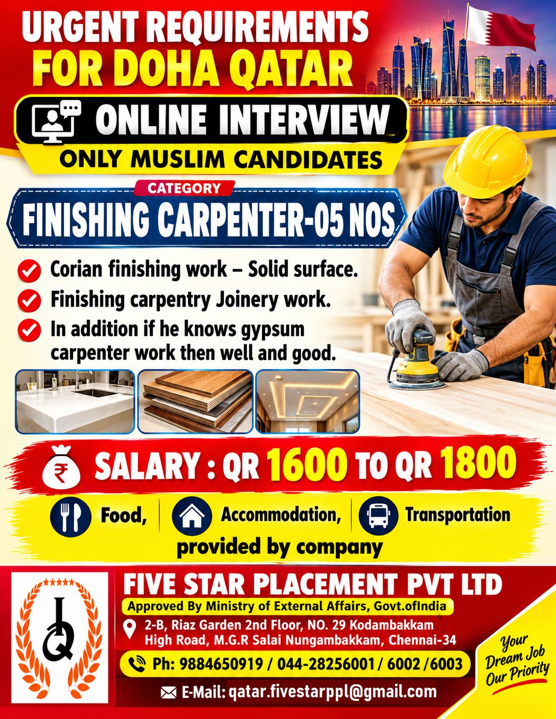 URGENT REQUIREMENTS FOR QATAR - online interview