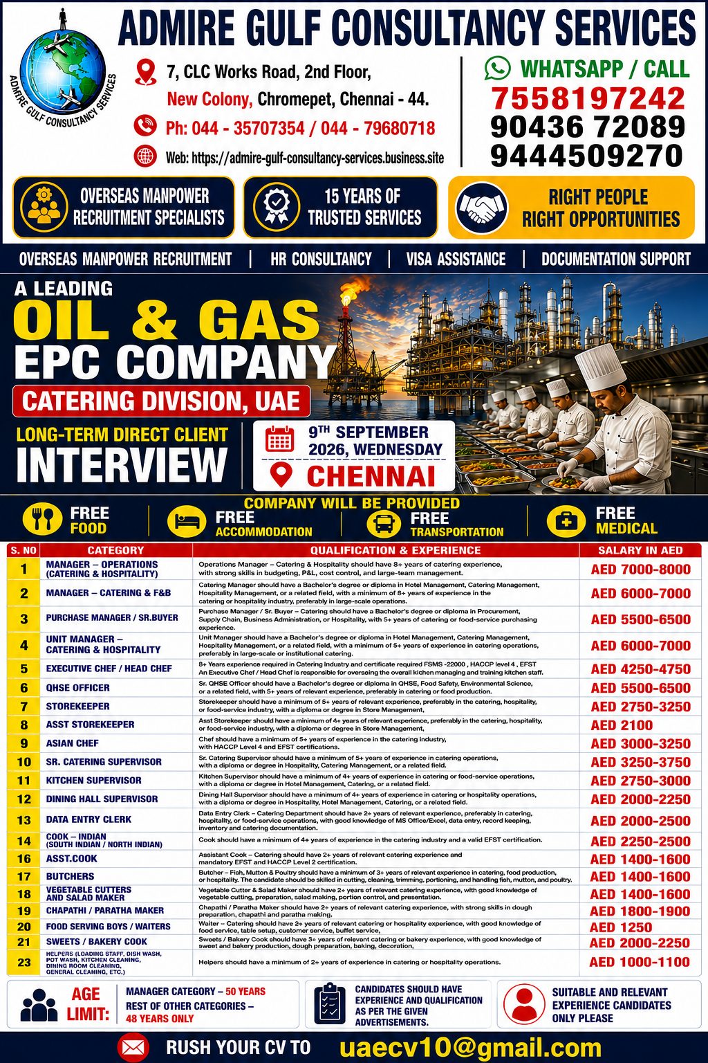 A Leading Oil & Gas EPC Company - Catering Division, UAE