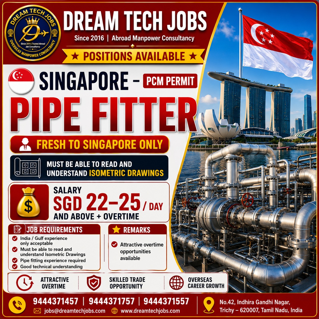 Pipe Fitter — Dream Tech Jobs - Trichy, Singapore, Singapore