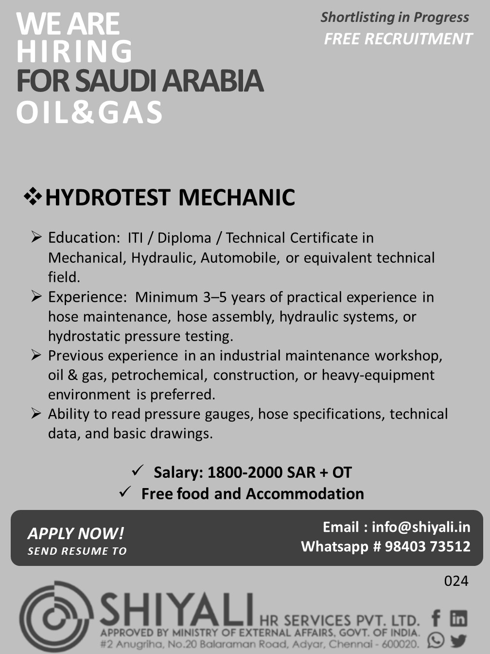 Hydrotest Mechanic