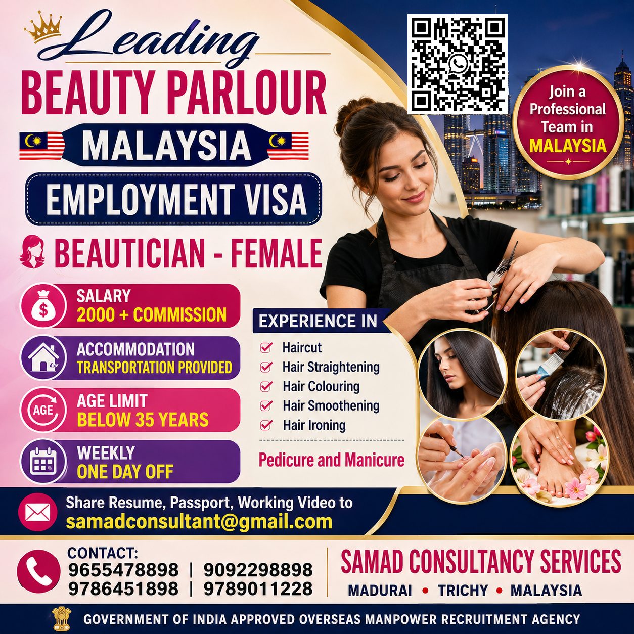 Leading Beauty Parlour - Malaysia,  Employment Visa.