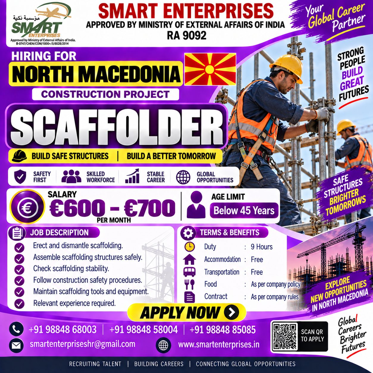 SCAFFOLDER North Macedonia — smartenterpriseshr@gmail.com, North Macedonia