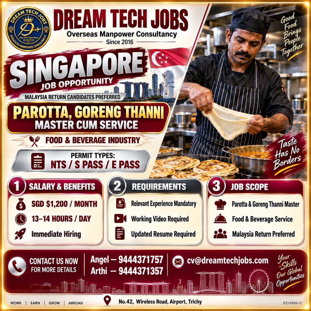 Parotta, Goreng Thanni Master Cum Service