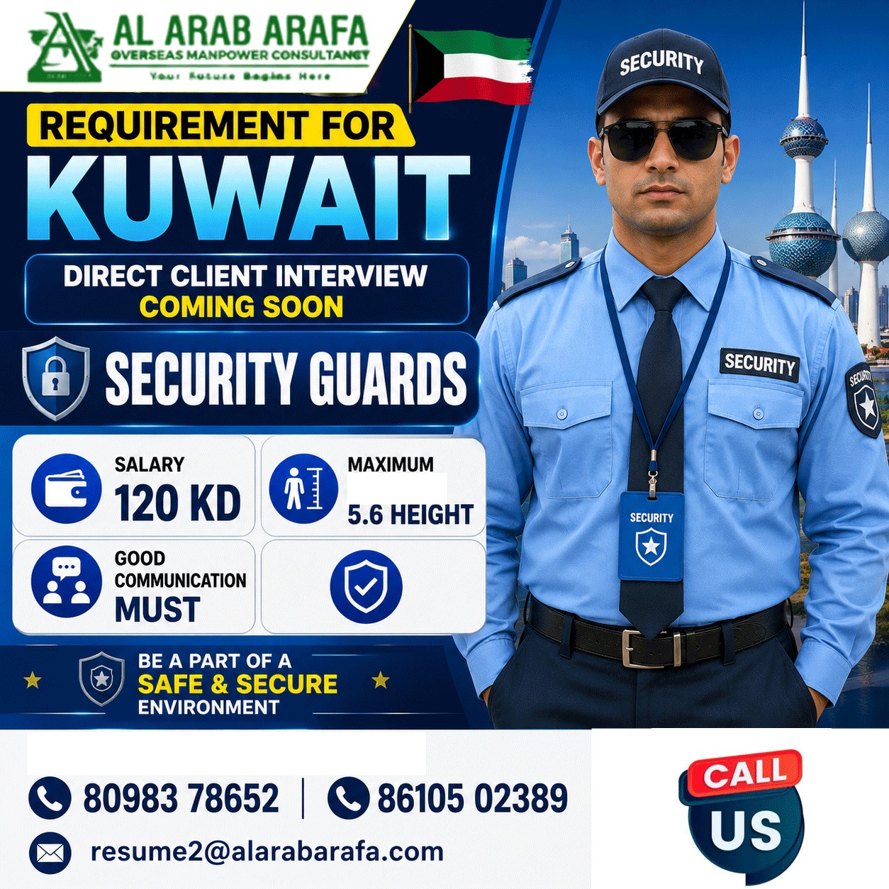 SEQURITY GUARD — Al Arab Arafa Consultancy Pvt LTD, KUWAIT
