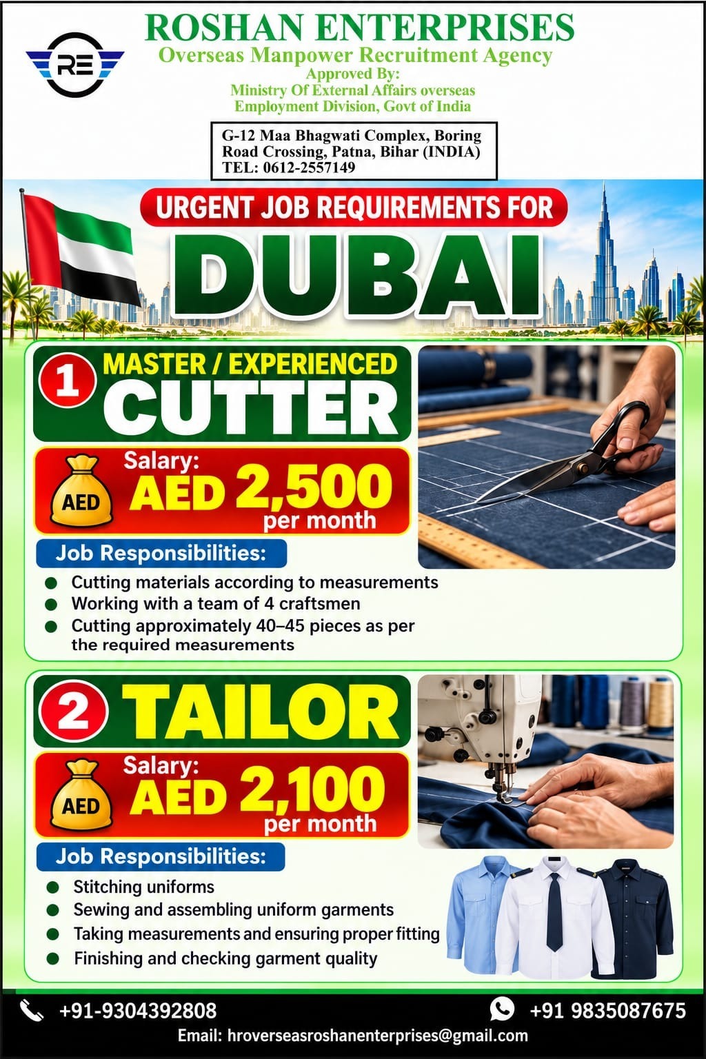 Urgent Job Requirements for Dubai R