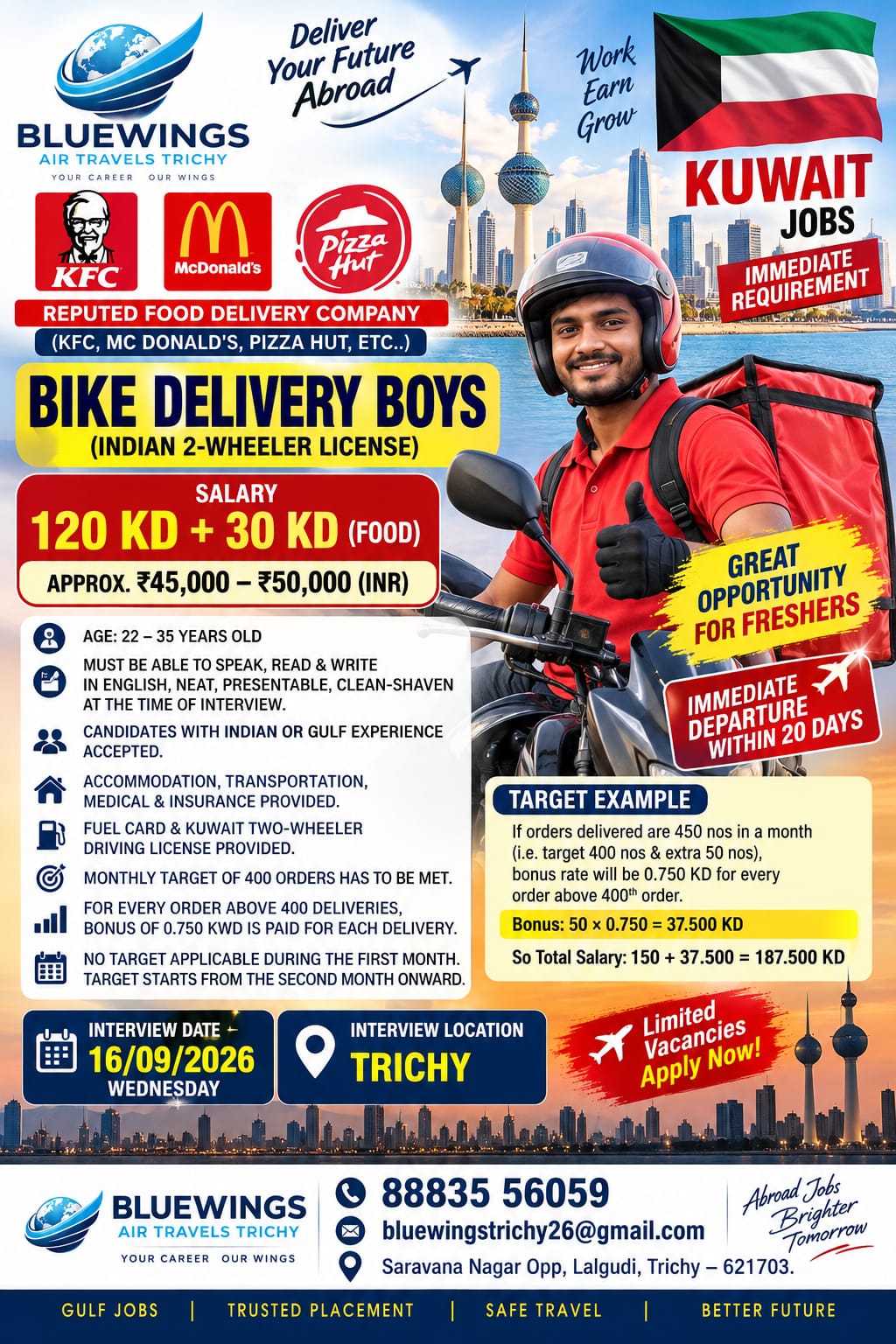 🇰🇼🔥 URGENT REQUIREMENT FOR BIKE DELIVERY BOYS