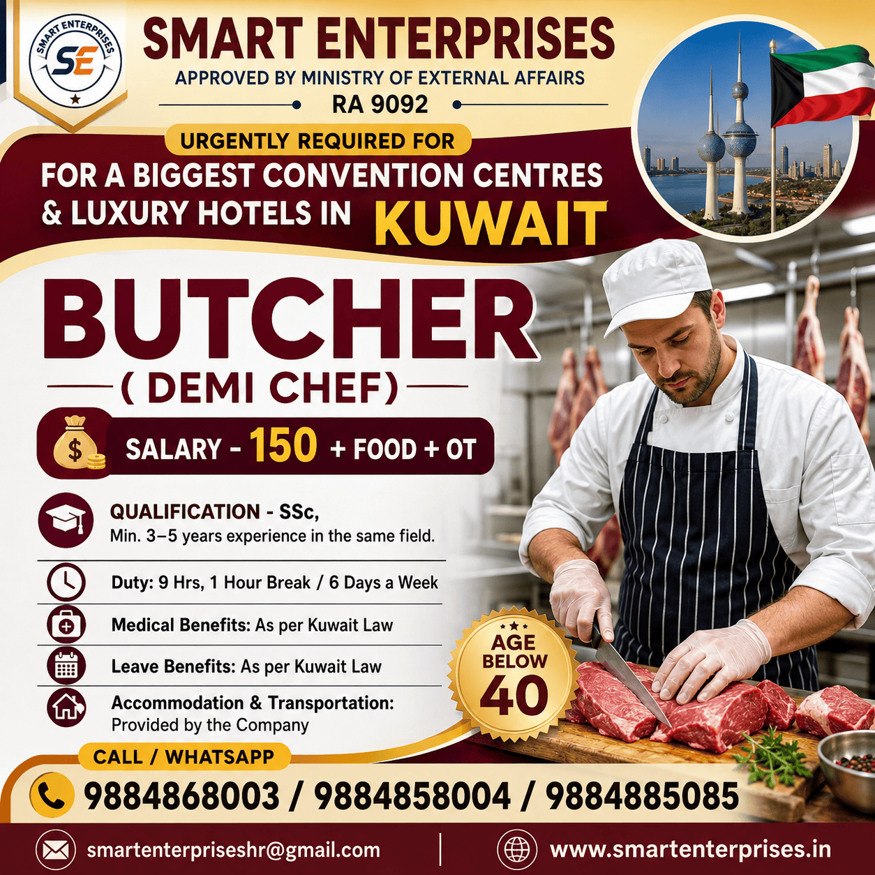 HIRING FOR BUTCHER (DEMI CHEF)