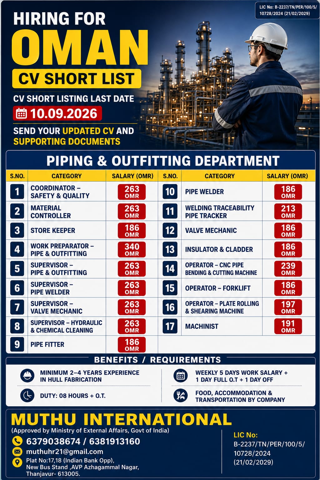 Pipe &Out fitting department