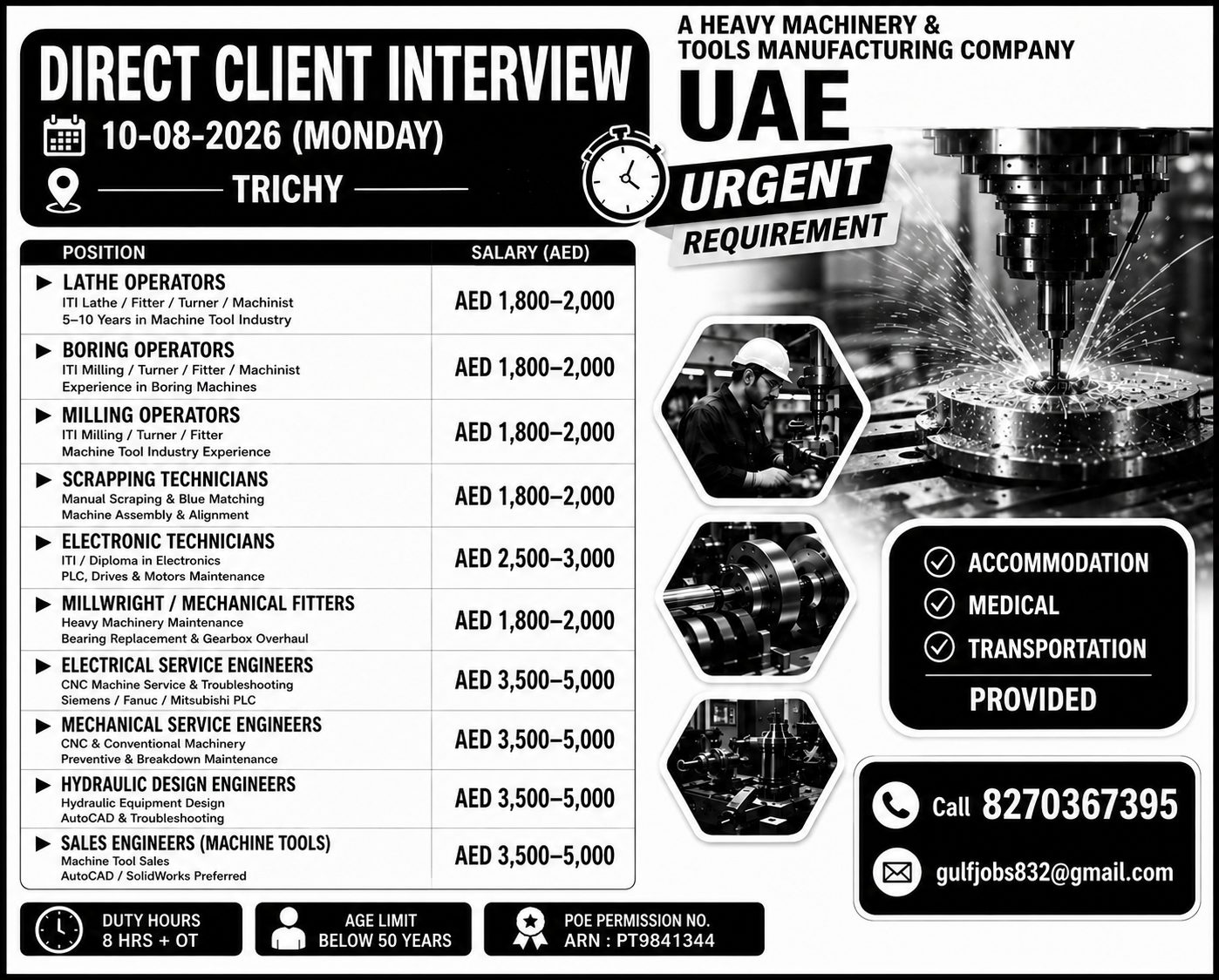 Multiple Technical Positions - Heavy Machinery & Tools Manufacturing
