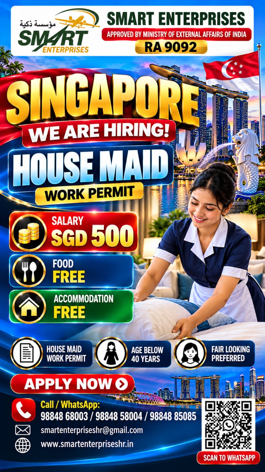 HOUSE MAID  WORK PERMIT