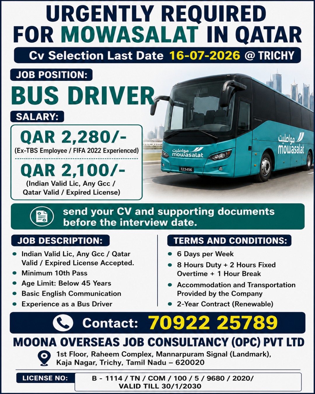 QATAR - MOWASALAT — MOONA OVERSEAS JOB CONSULTANCY (OPC) PVT LTD, QATAR, QATAR