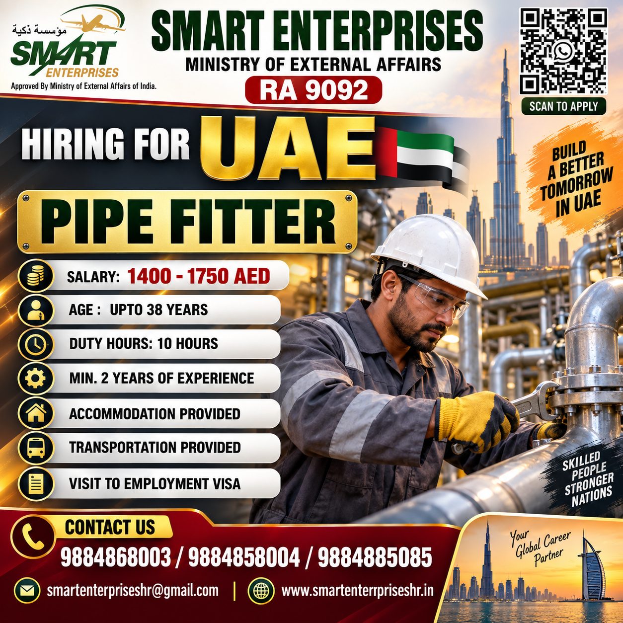 REQUIREMENT FOR PIPE FITTER
