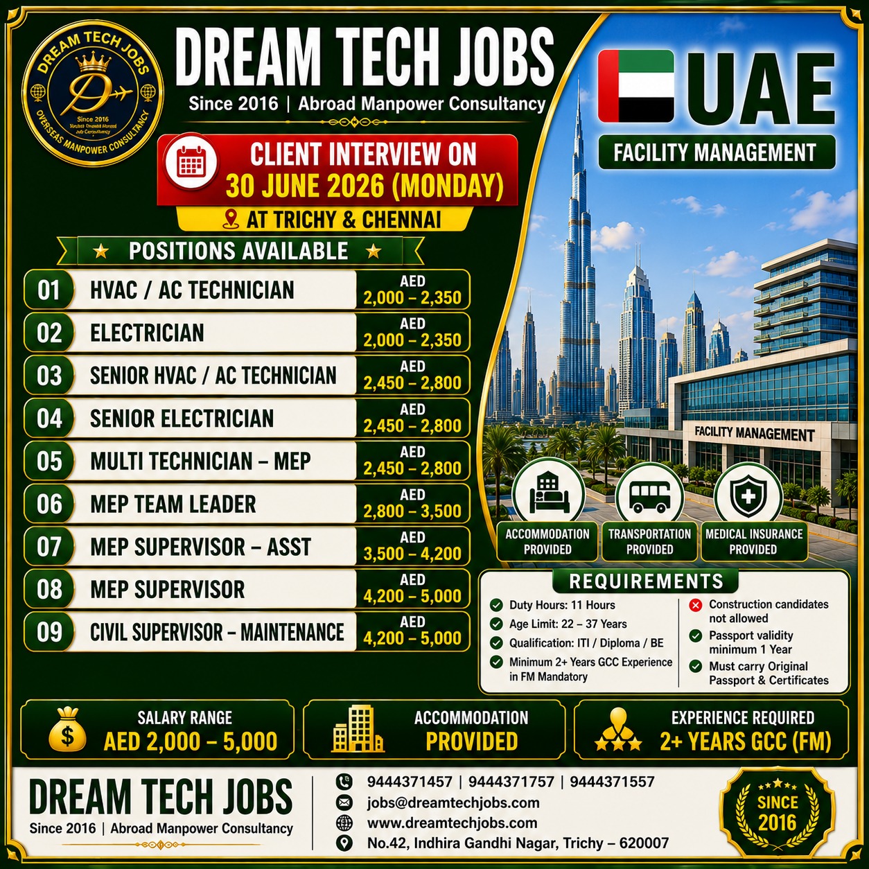 Facility Management Positions - UAE